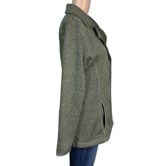 Eddie Bauer Womens Pea Coat Jacket Mid Weight Knit Button Closure Green Medium - Picture 8 of 14